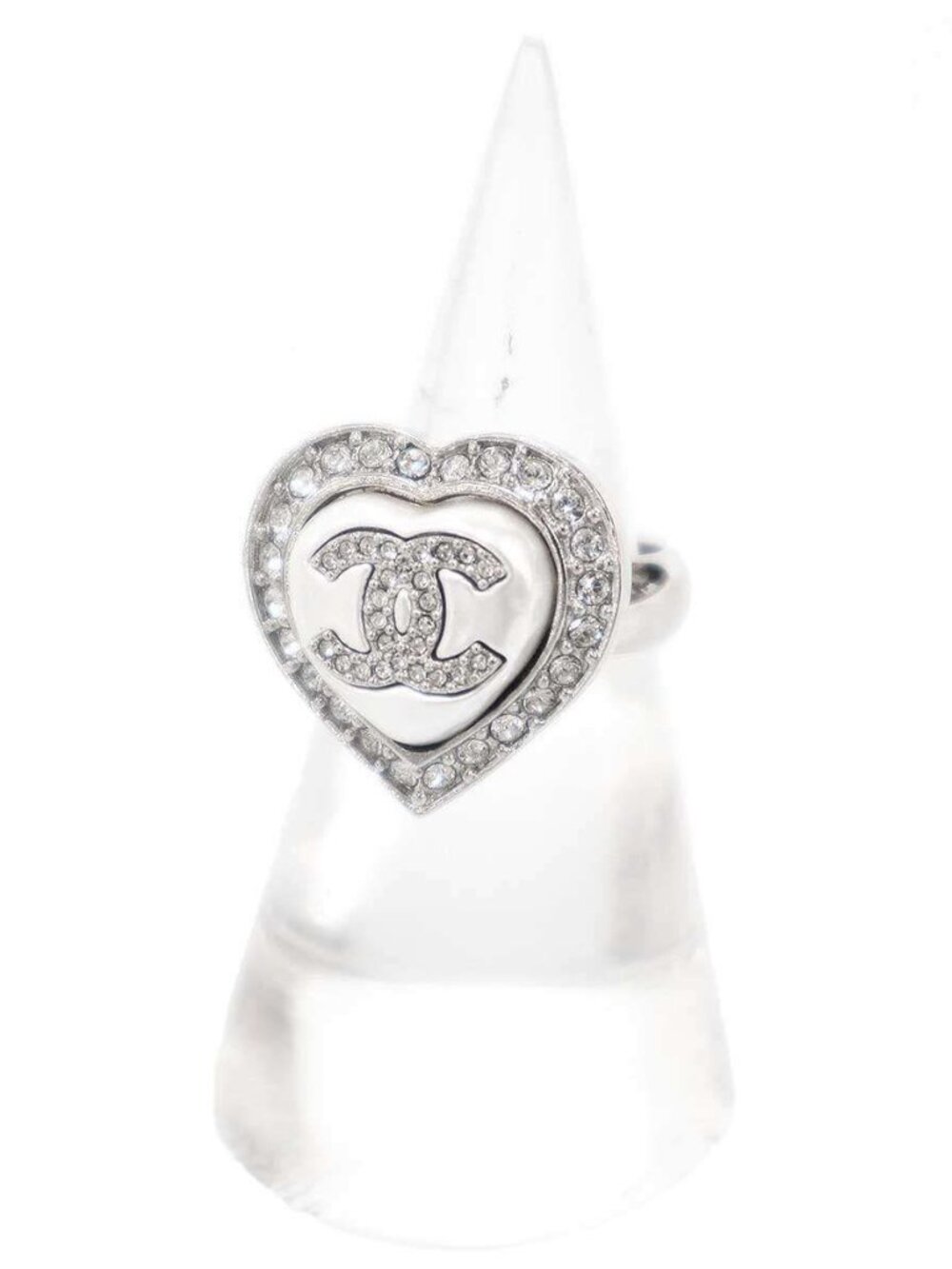 Chanel Faux Pearl CC Logo Ring Silver